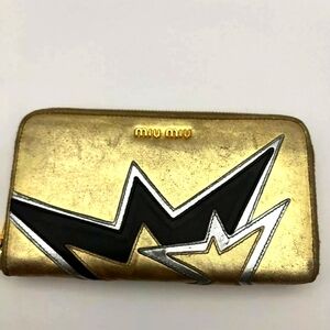 Miu miu gold Rockstar wallet